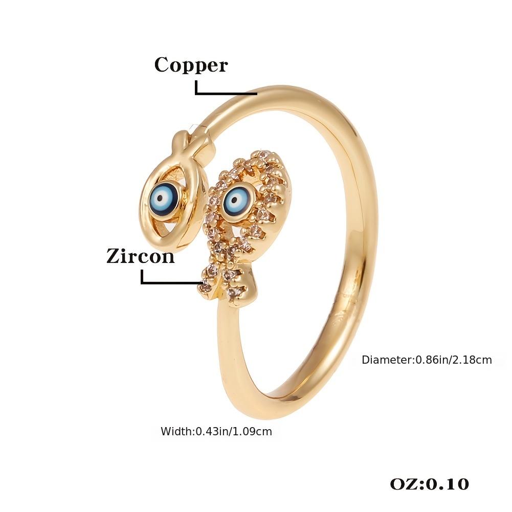 18K Evil Eye Ring Zircon Jewelry Party Holiday Gift Women